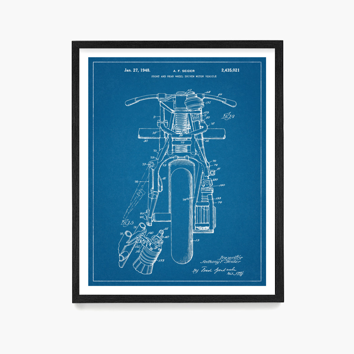 Indian Motorcycle Patent Poster, Indian Motorcycle Wall Art