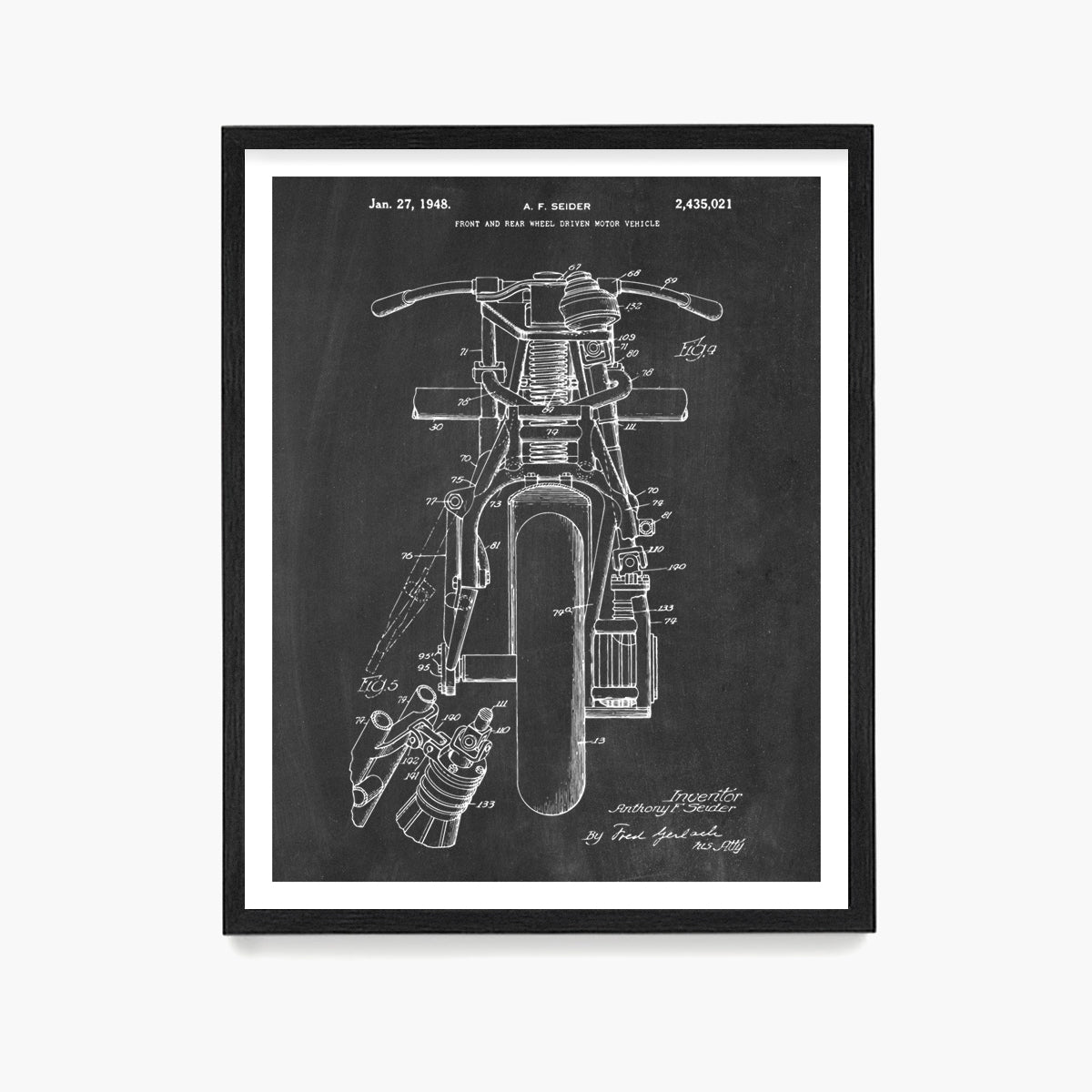 Indian Motorcycle Patent Poster, Indian Motorcycle Wall Art