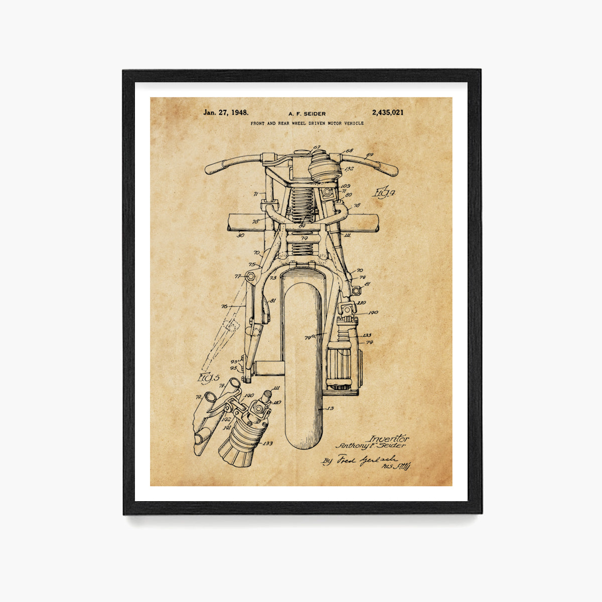 Indian Motorcycle Patent Poster, Indian Motorcycle Wall Art