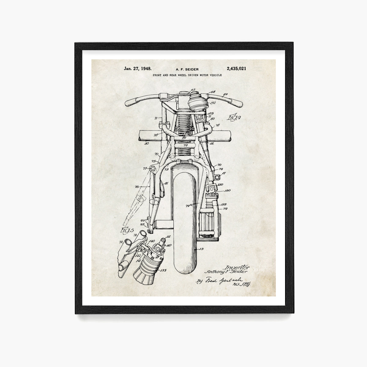Indian Motorcycle Patent Poster, Indian Motorcycle Wall Art