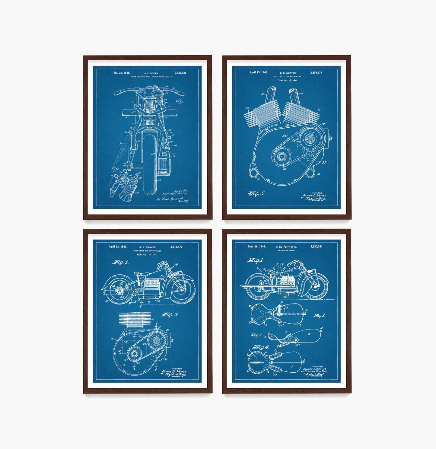 Indian Motorcycle Patent Wall Art, Motorcycle Posters