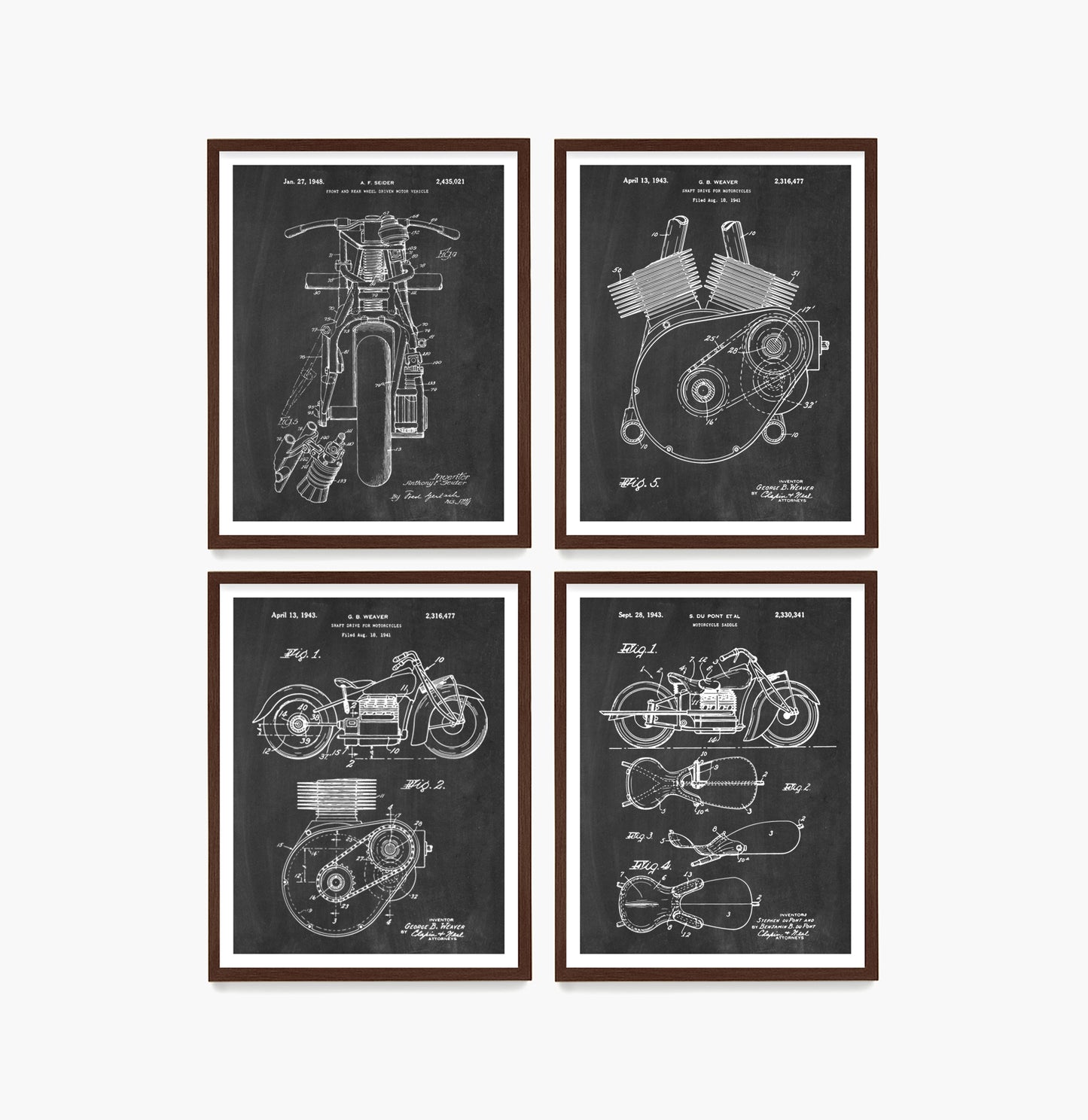Indian Motorcycle Patent Wall Art, Motorcycle Posters
