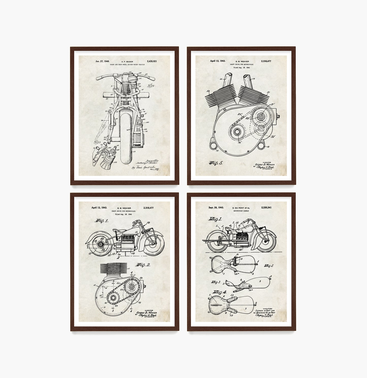 Indian Motorcycle Patent Wall Art, Motorcycle Posters