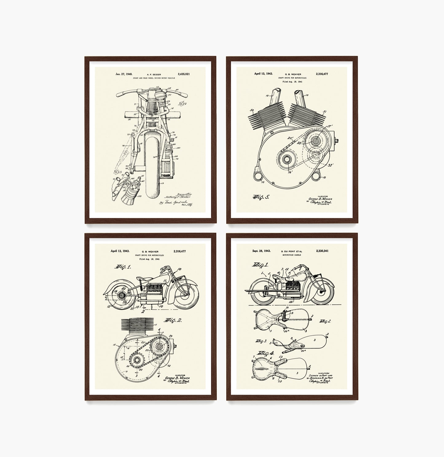 Indian Motorcycle Patent Wall Art, Motorcycle Posters