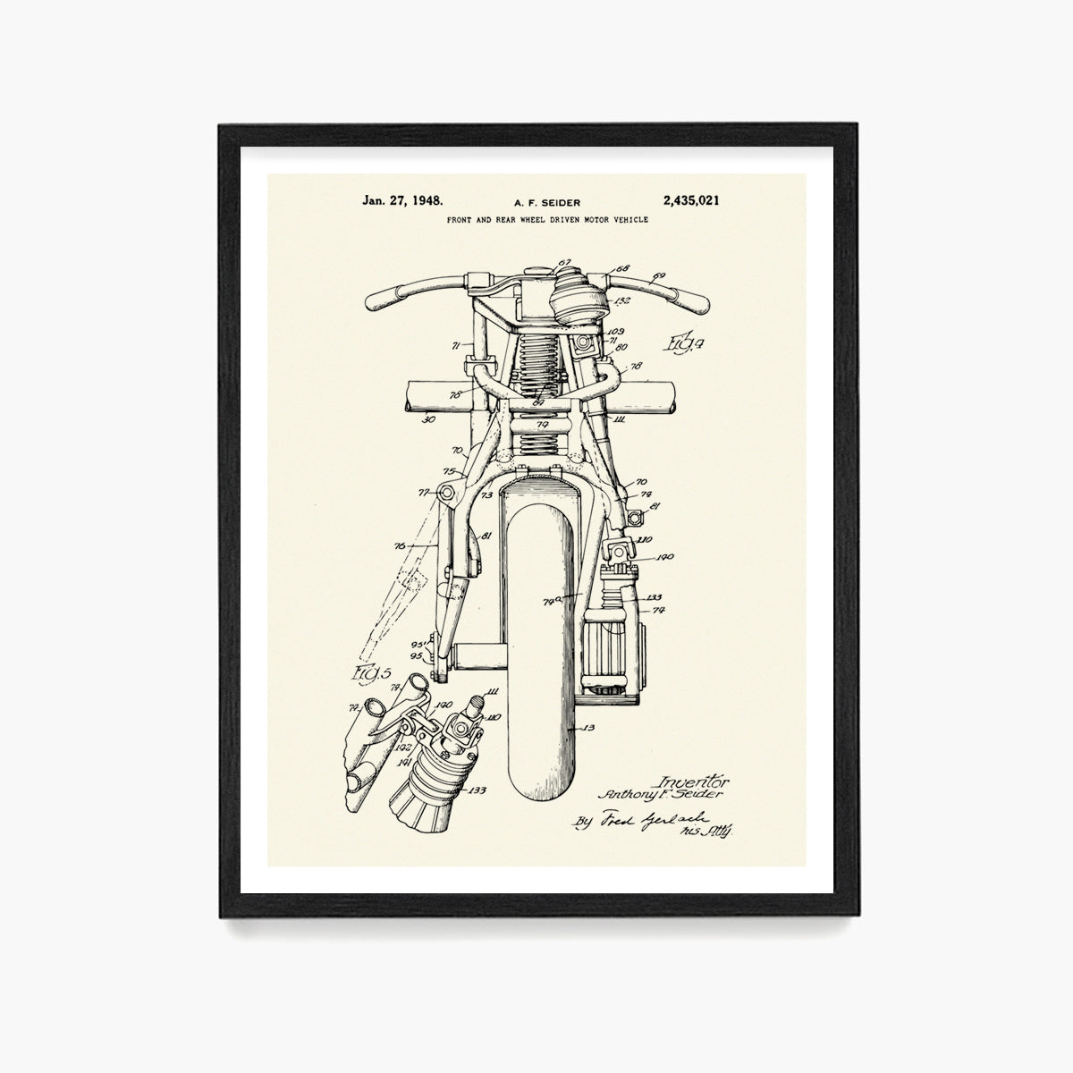 Indian Motorcycle Patent Poster, Indian Motorcycle Wall Art