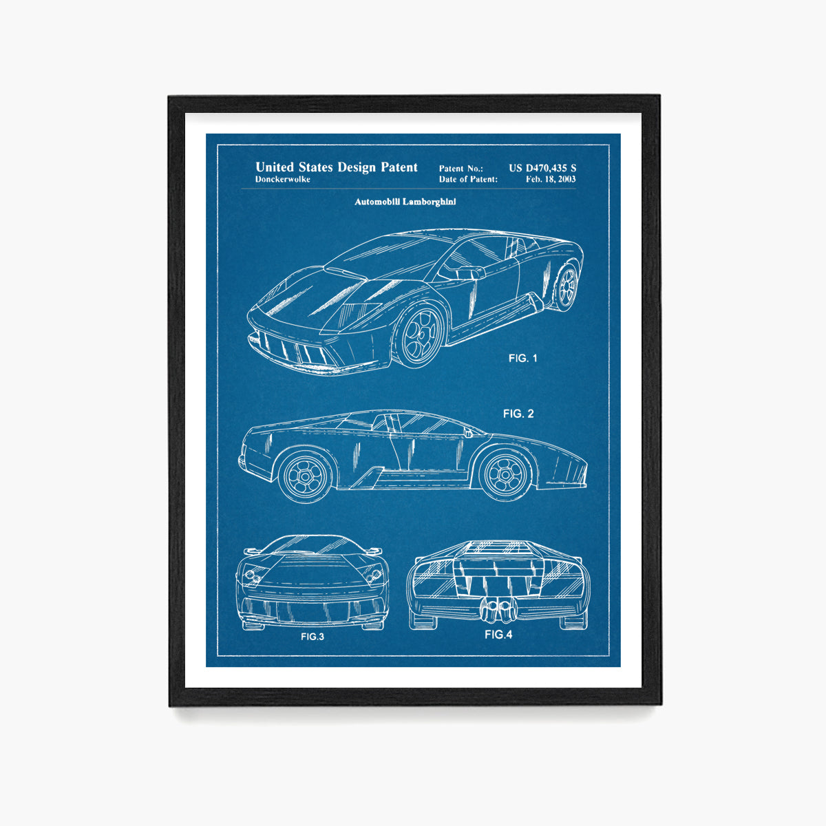 Lamborghini Patent Poster, Lamborghini Wall Art