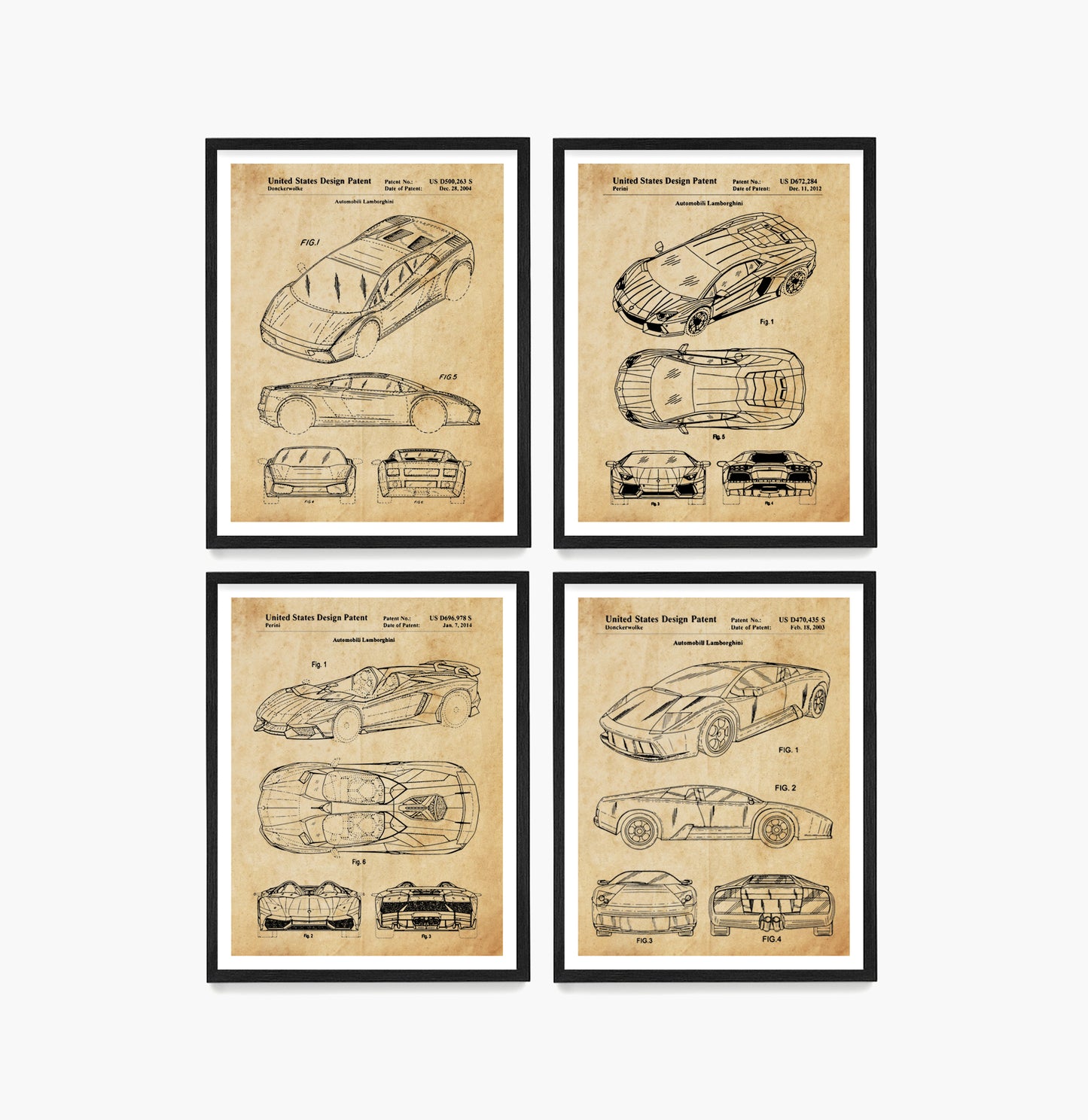 Lamborghini Car Patent Wall Art, Lamborghini Posters