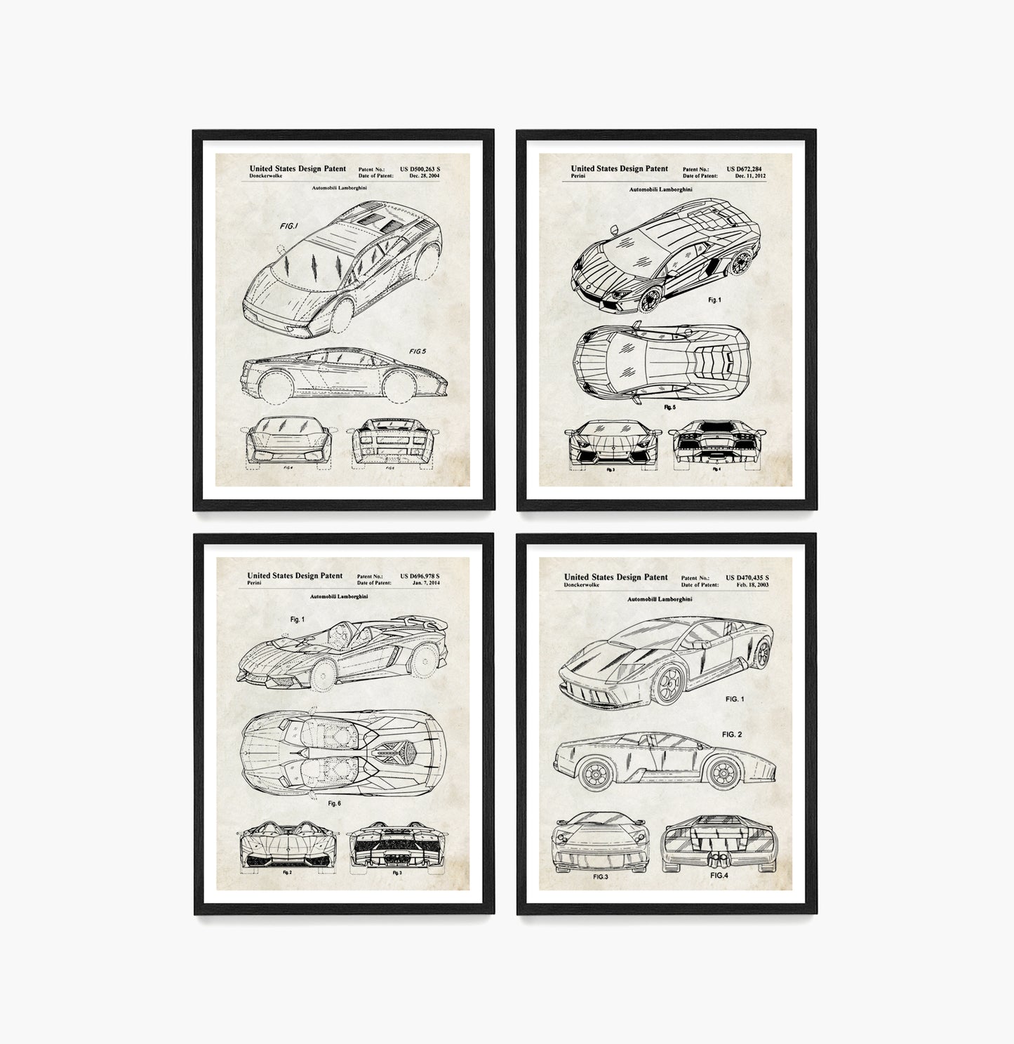 Lamborghini Car Patent Wall Art, Lamborghini Posters
