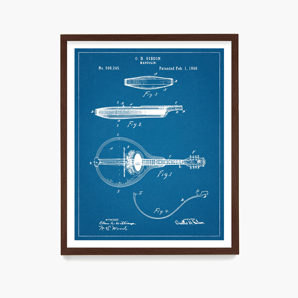 Mandolin Patent Poster, Bluegrass Patent Wall Art, Music Room Decor