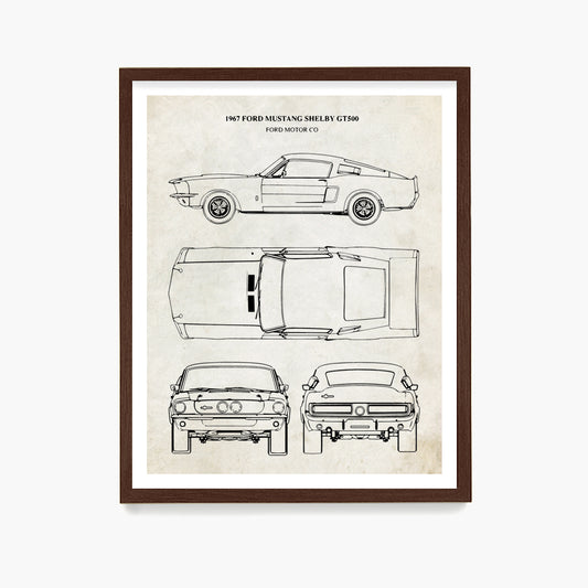 Ford Mustang Patent Poster, Mustang Car Wall Art