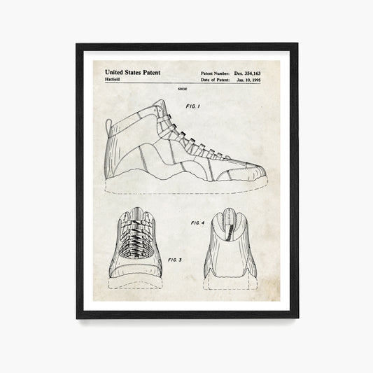 Nike Air Jordan 10 Sneaker Patent Poster, Sneaker Wall Art