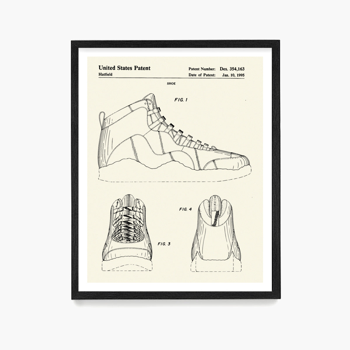 Nike Air Jordan 10 Sneaker Patent Poster, Sneaker Wall Art