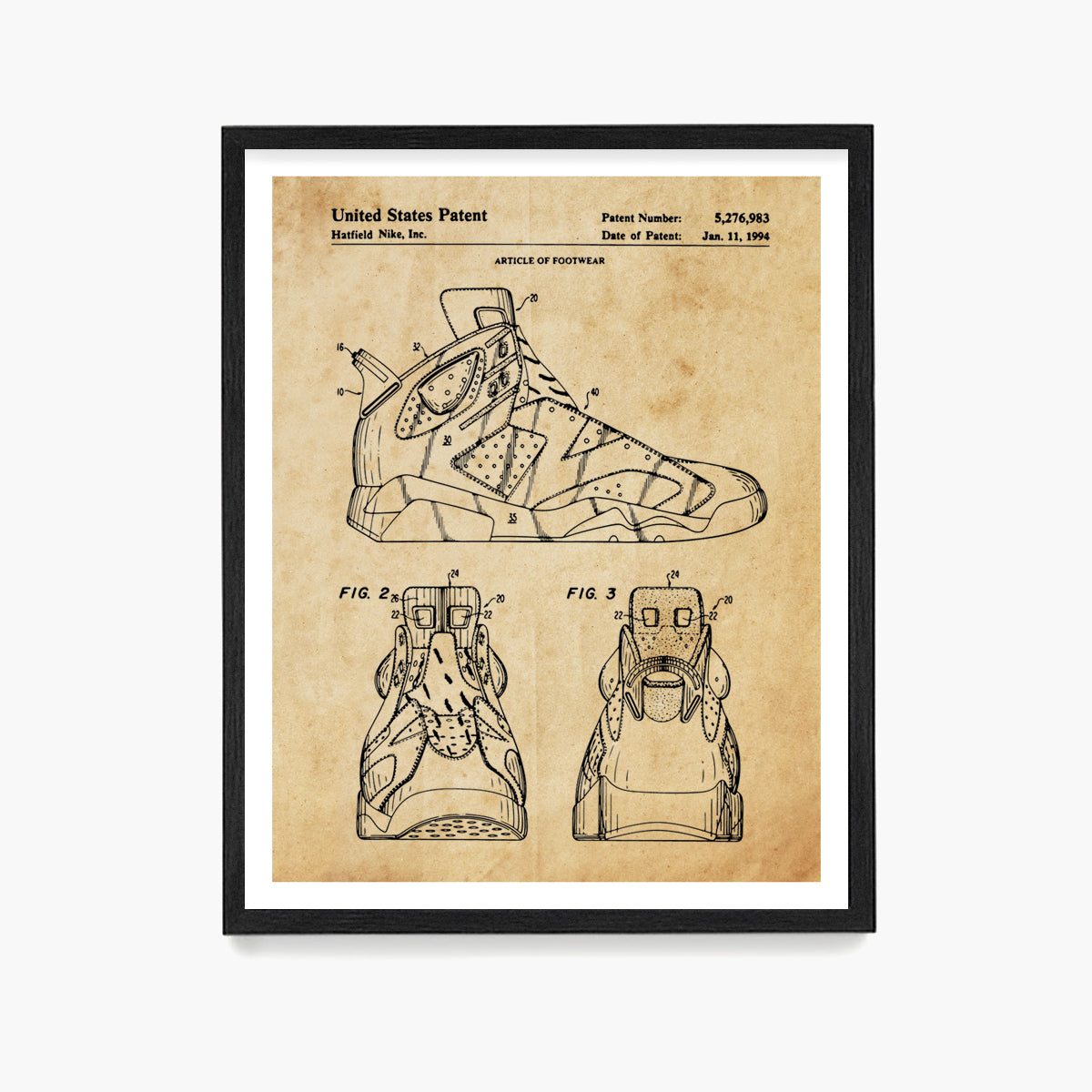 Nike Air Jordan 6 Sneaker Patent Poster, Sneaker Wall Art