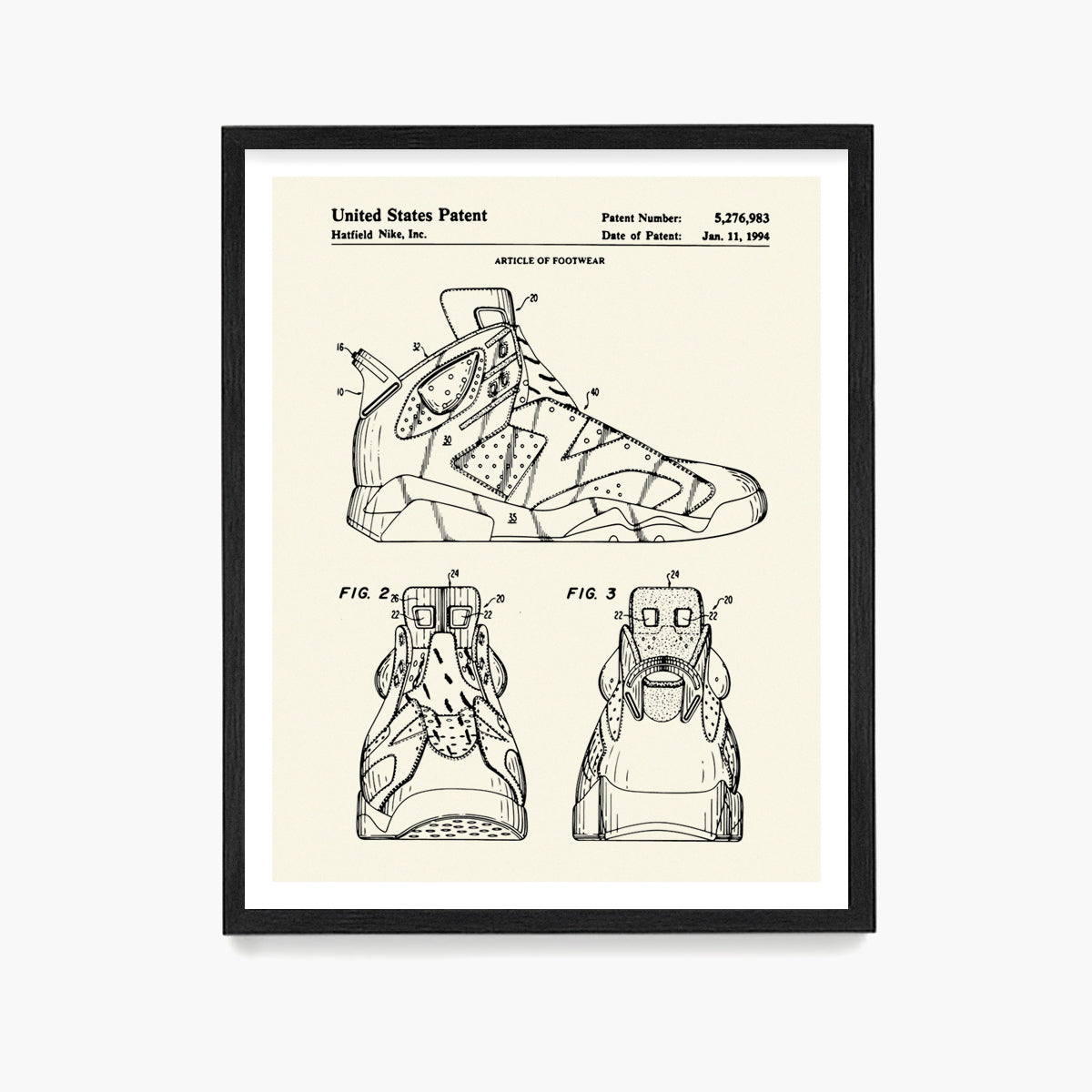 Nike Air Jordan 6 Sneaker Patent Poster, Sneaker Wall Art