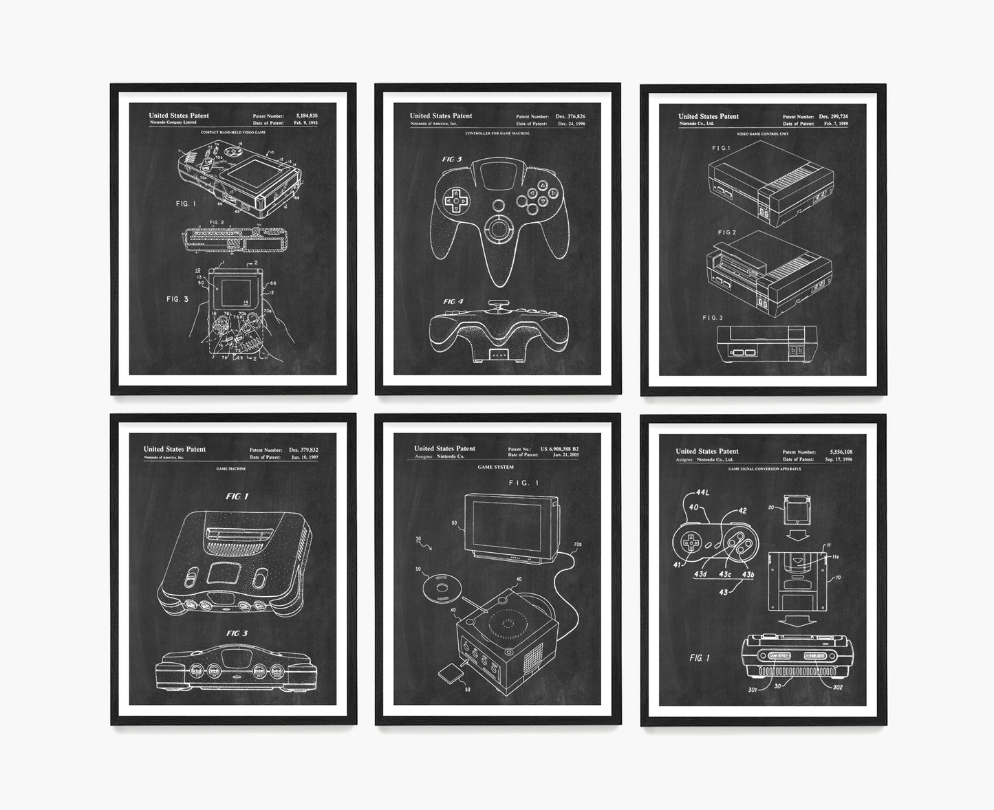 Nintendo Video Game Patent Wall Art, Nintendo Console Patent Posters