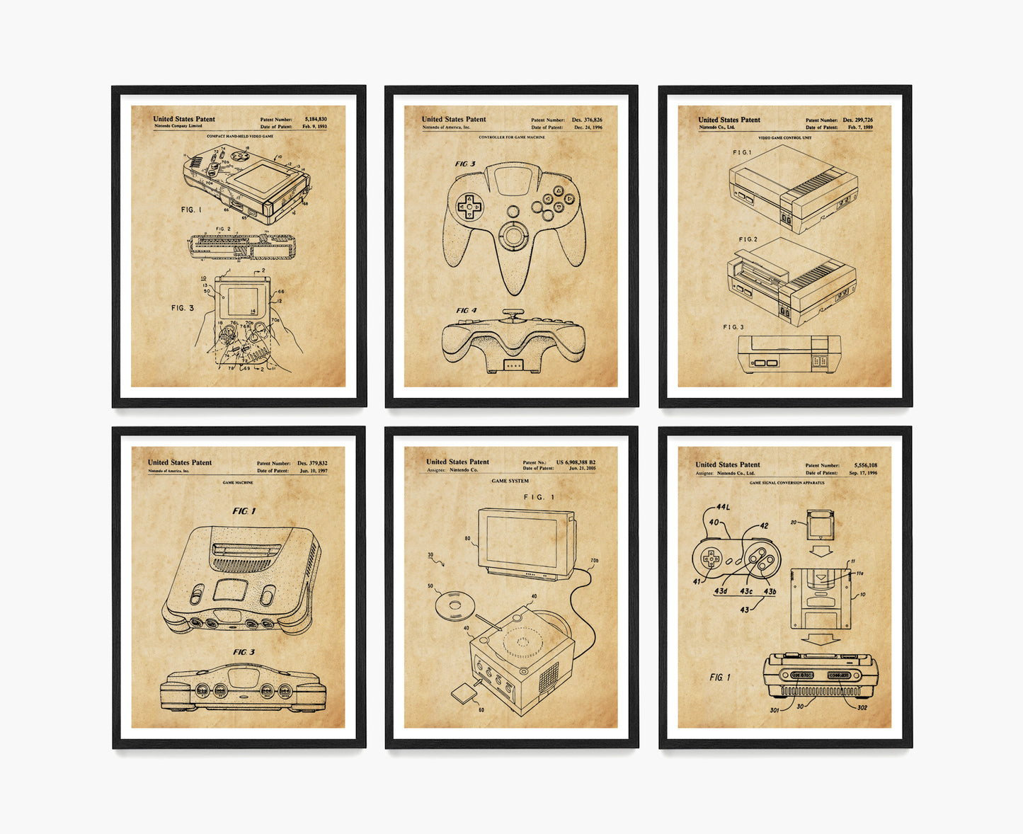 Nintendo Video Game Patent Wall Art, Nintendo Console Patent Posters