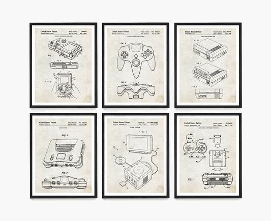 Nintendo Video Game Patent Wall Art, Nintendo Console Patent Posters