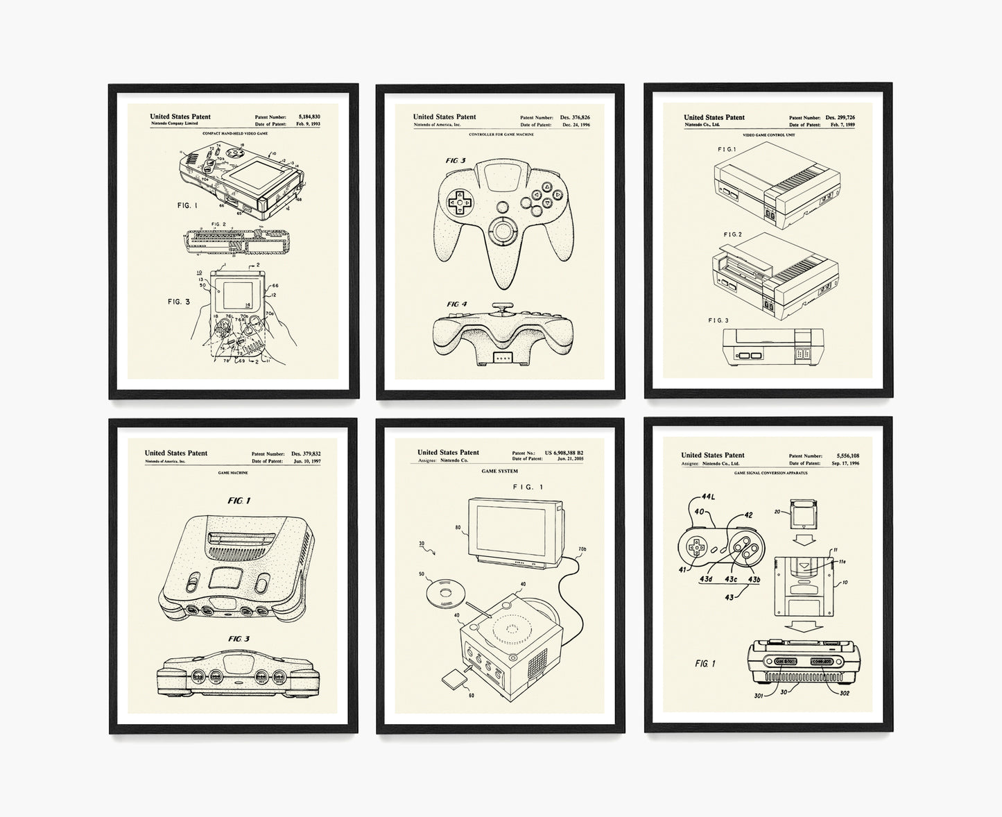 Nintendo Video Game Patent Wall Art, Nintendo Console Patent Posters