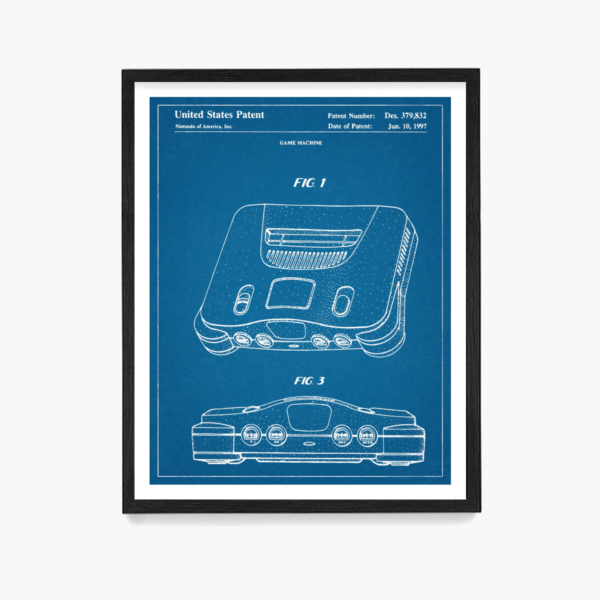 Nintendo 64 Console Patent Poster, Video Game Wall Art