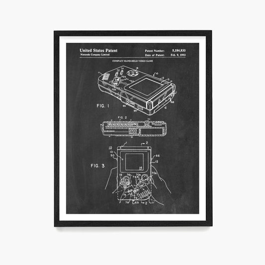 Nintendo Gameboy Patent Poster, Video Game Wall Art