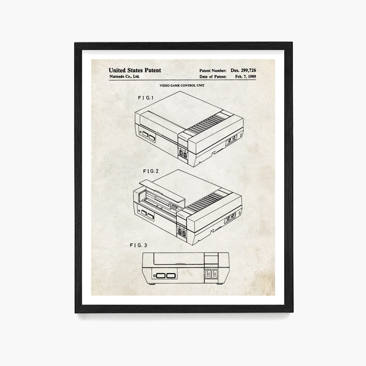 Nintendo NES Console Patent Poster, Video Game Wall Art