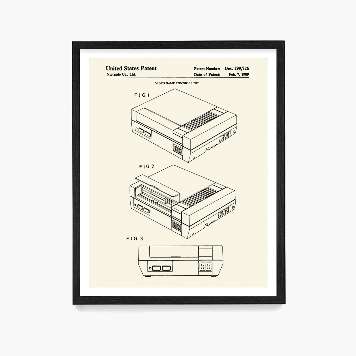 Nintendo NES Console Patent Poster, Video Game Wall Art