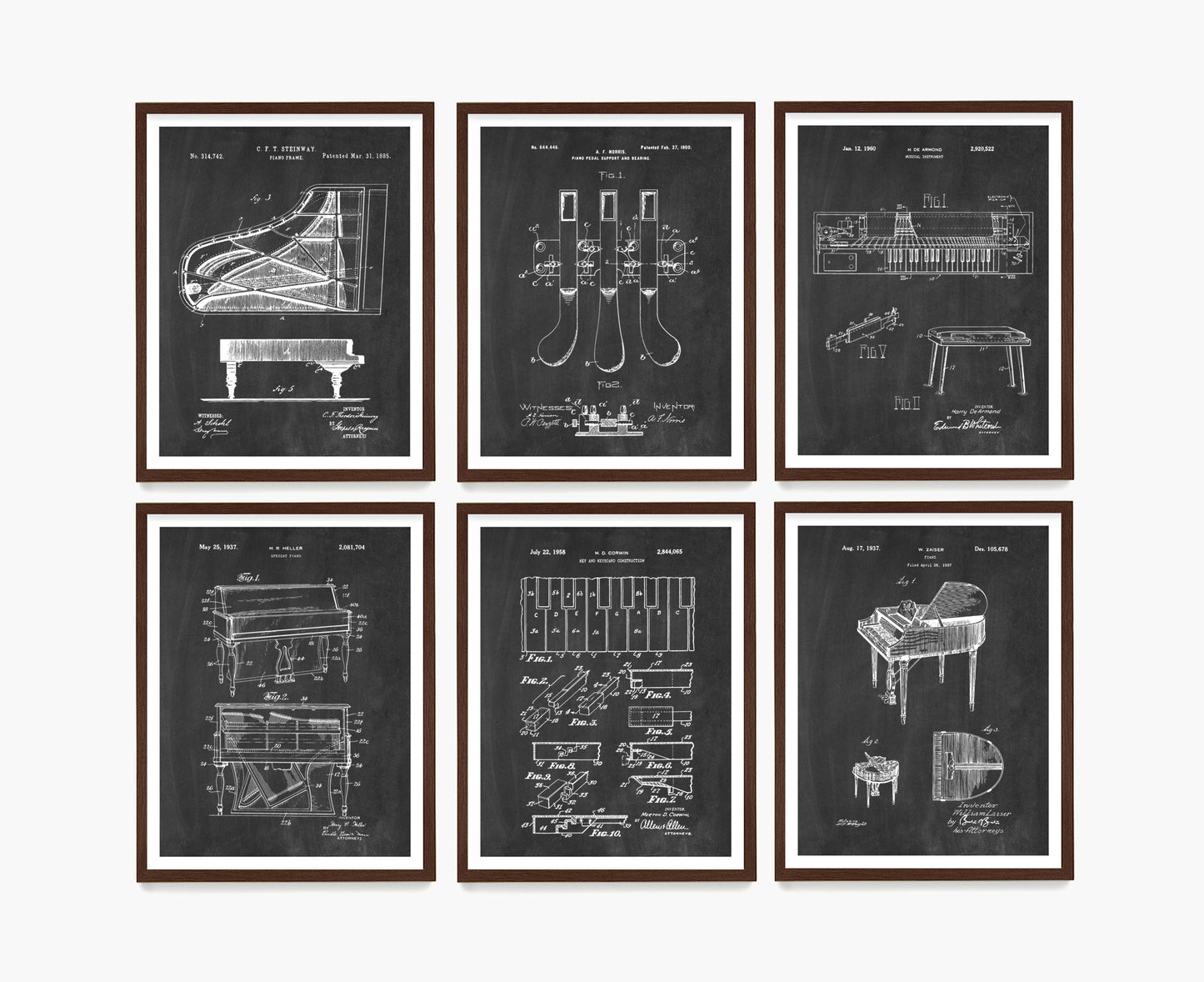 Piano Patent Wall Art, Music Poster, Steinway Piano Patent