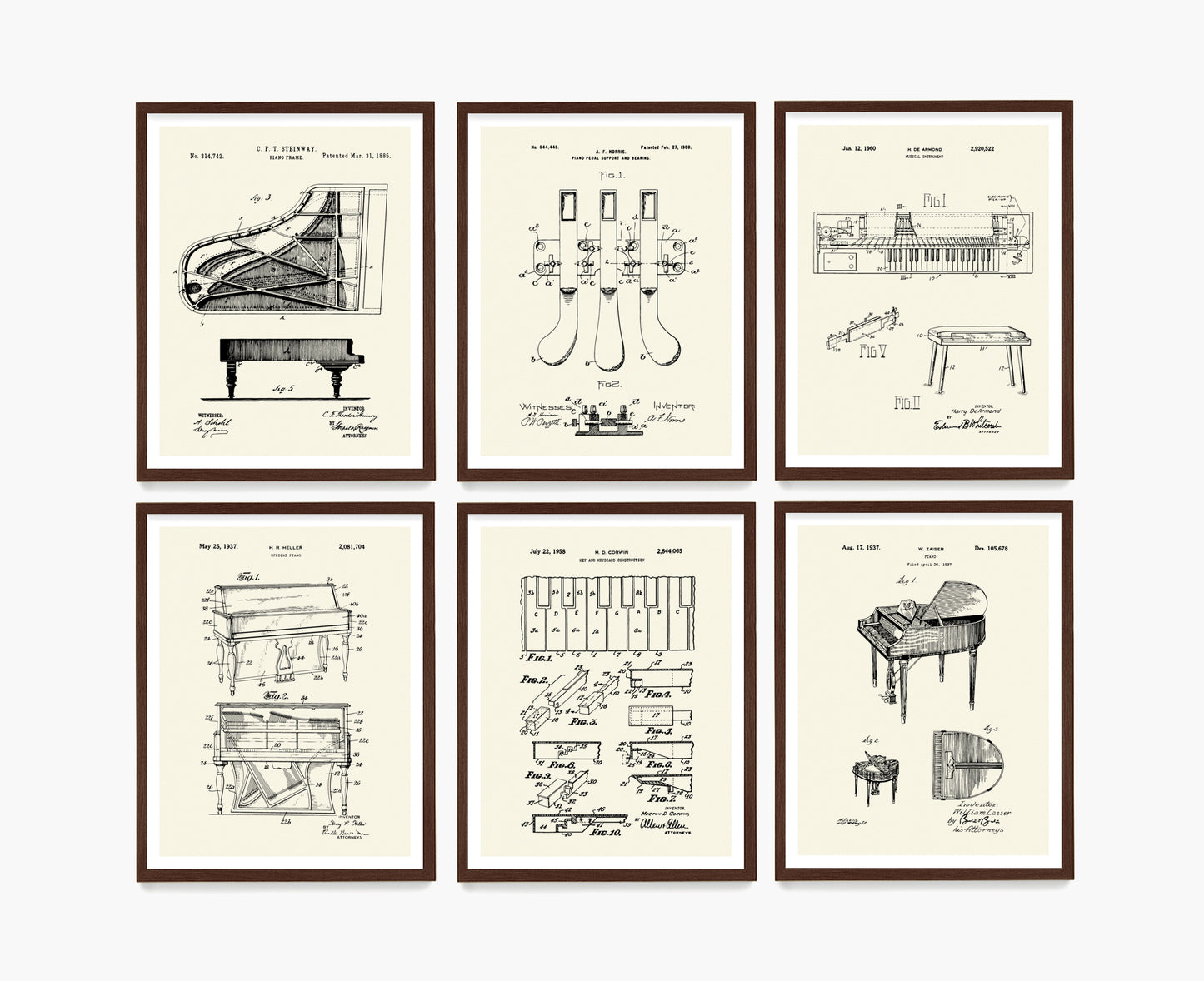 Piano Patent Wall Art, Music Poster, Steinway Piano Patent