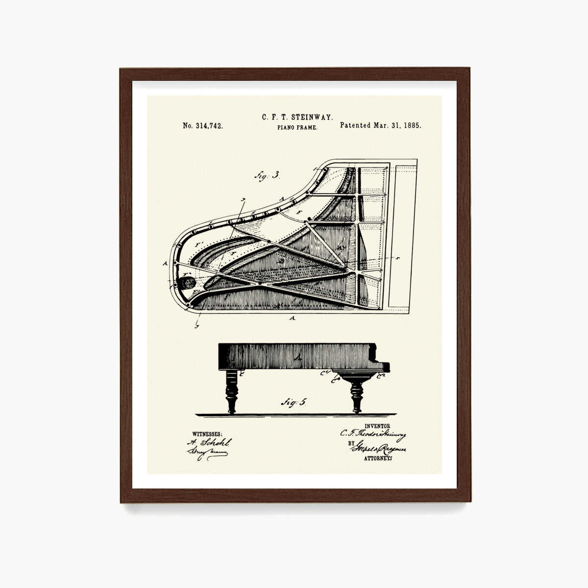 Steinway Piano Patent Poster, Music Wall Art