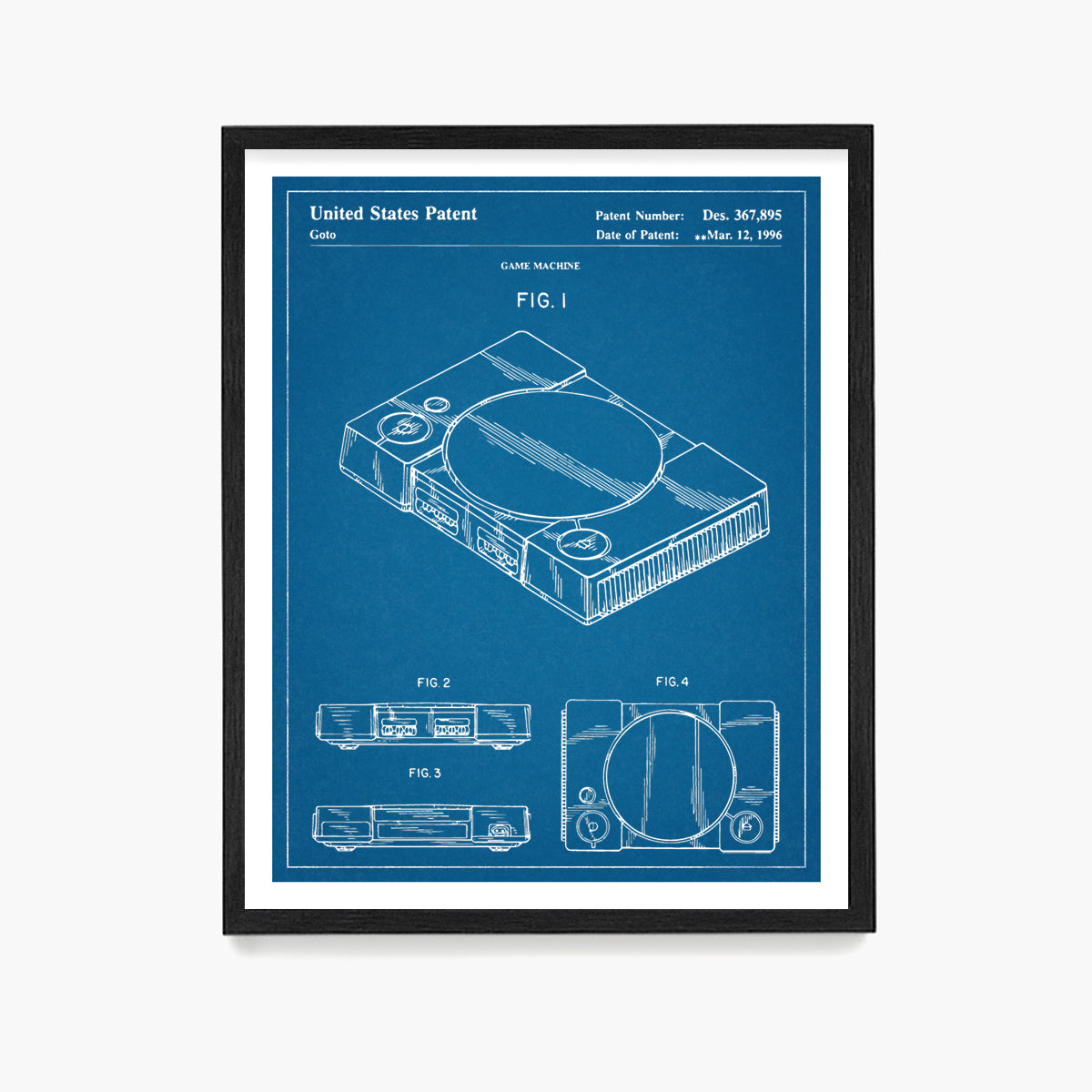 Playstation Console Patent Poster, Video Game Wall Art