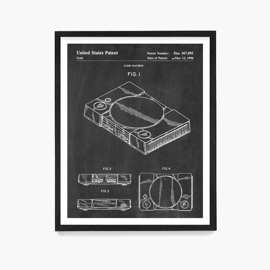 Playstation Console Patent Poster, Video Game Wall Art