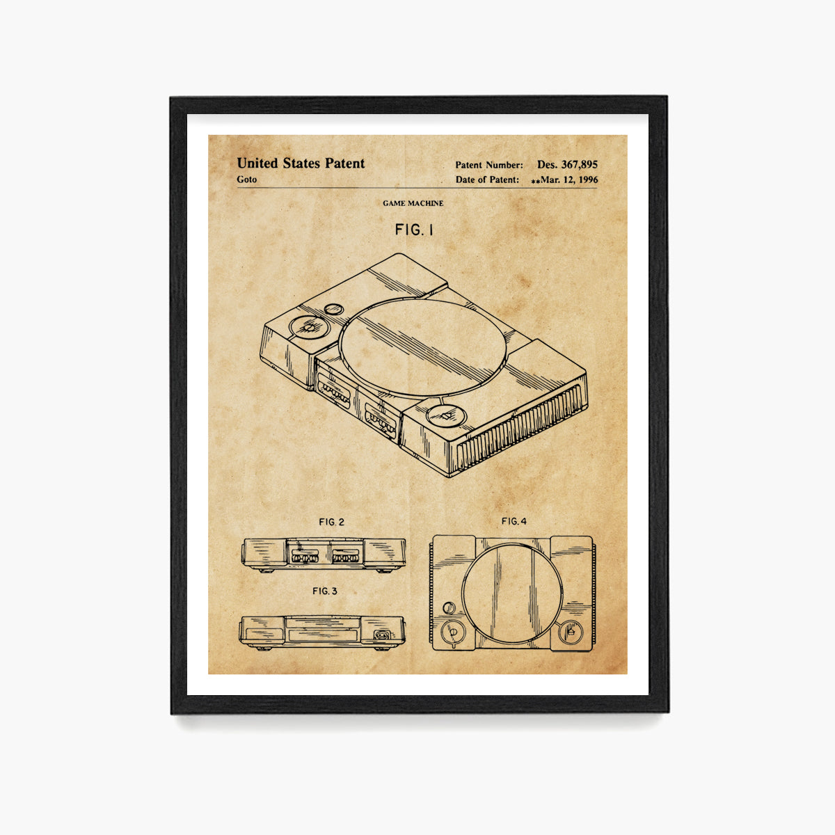 Playstation Console Patent Poster, Video Game Wall Art