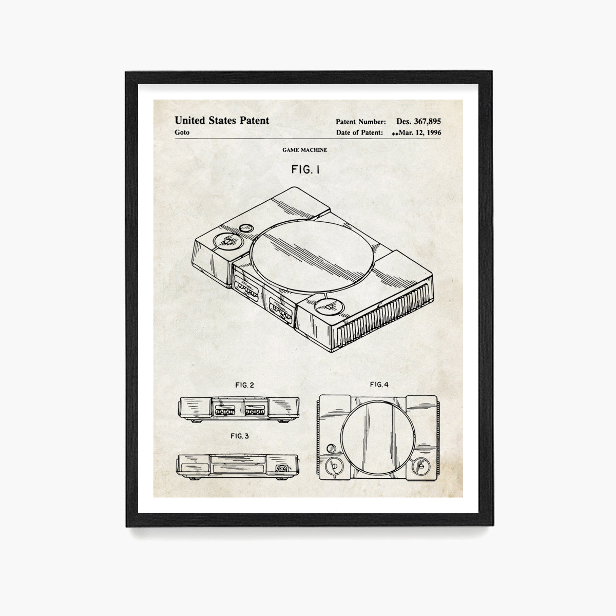 Playstation Console Patent Poster, Video Game Wall Art