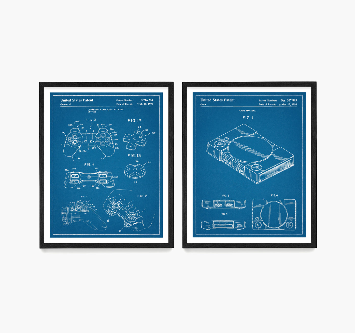 Playstation Video Game Patent Wall Art, Video Game Console Controller Poster