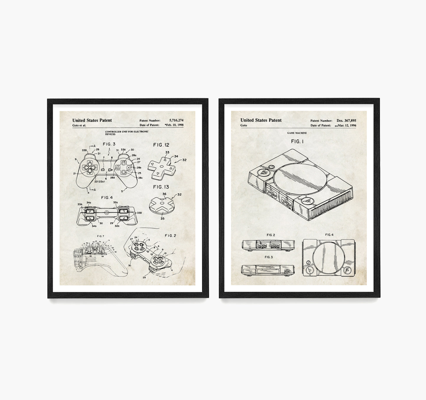 Playstation Video Game Patent Wall Art, Video Game Console Controller Poster