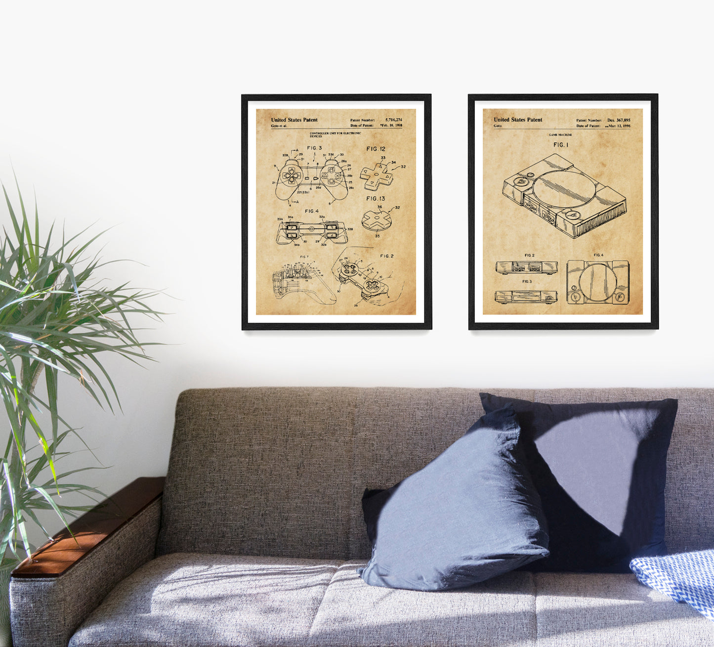 Playstation Video Game Patent Wall Art, Video Game Console Controller Poster