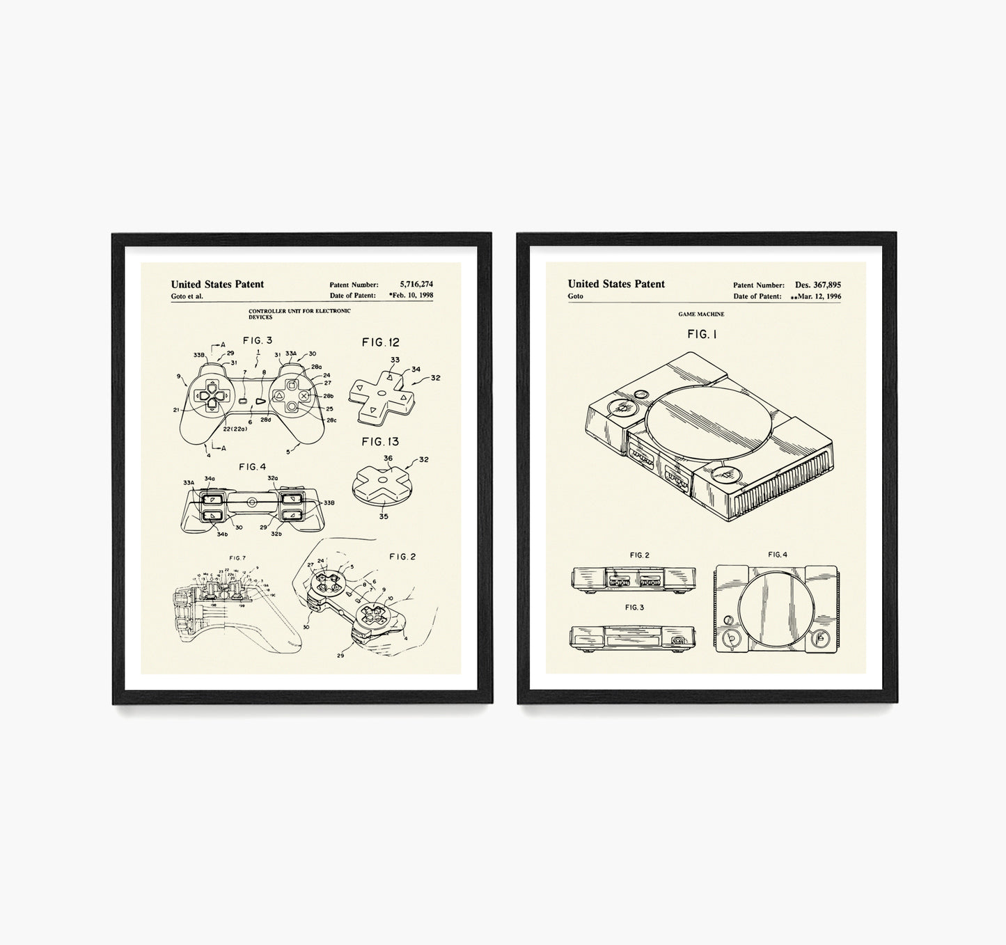 Playstation Video Game Patent Wall Art, Video Game Console Controller Poster