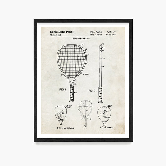 Racquetball Racket Patent Poster, Racquetball Wall Art