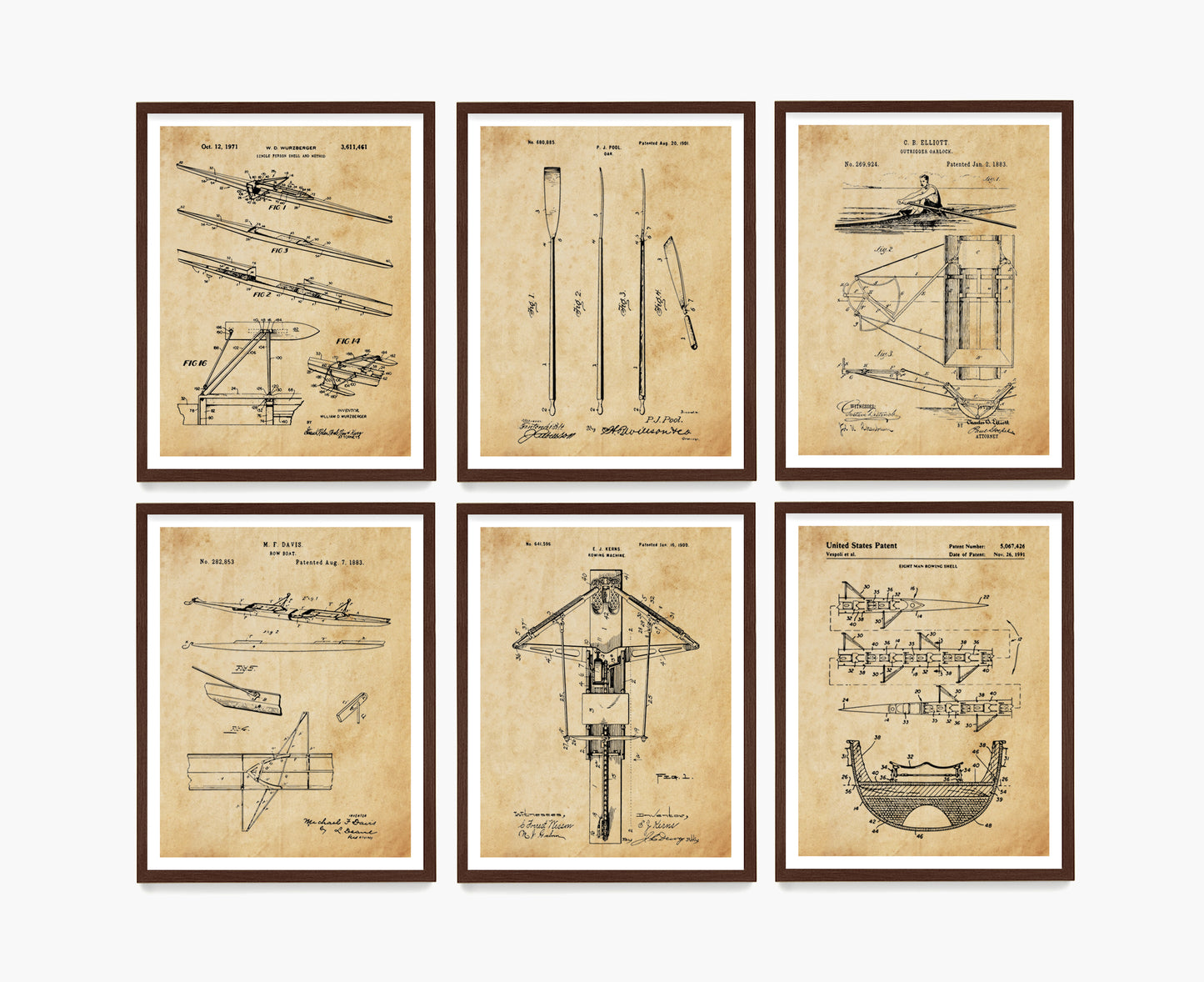 Rowing Patent Wall Art, Crew Poster, Sculling Patent Decor