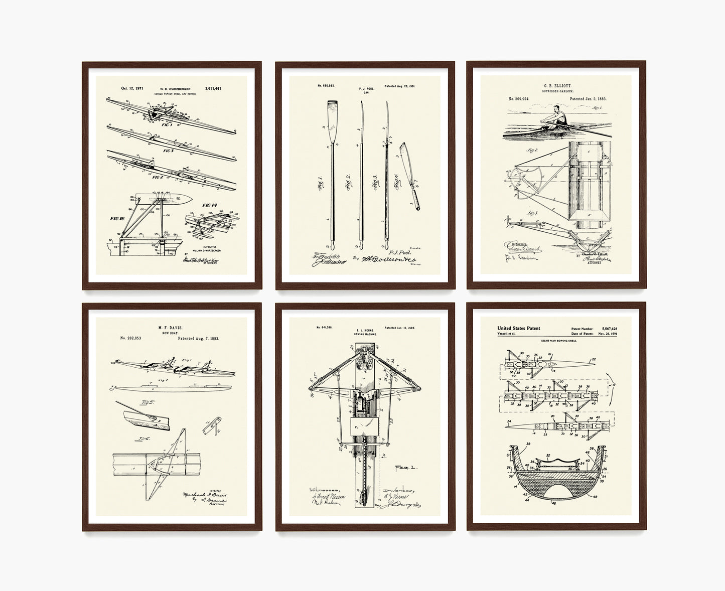 Rowing Patent Wall Art, Crew Poster, Sculling Patent Decor