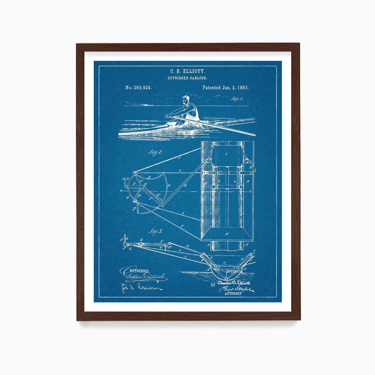 Crew Rowing Patent Poster, Sculling Wall Art