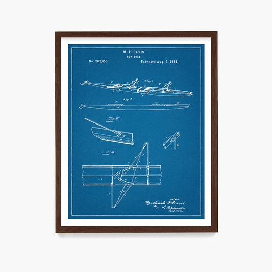 Crew Rowing Boat Patent Poster, Sculling Wall Art