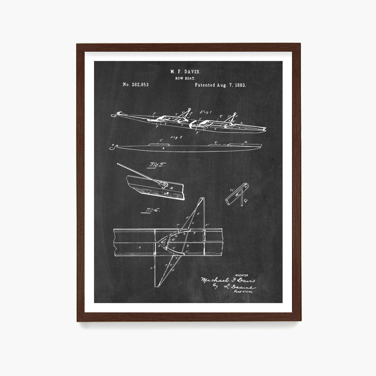 Crew Rowing Boat Patent Poster, Sculling Wall Art