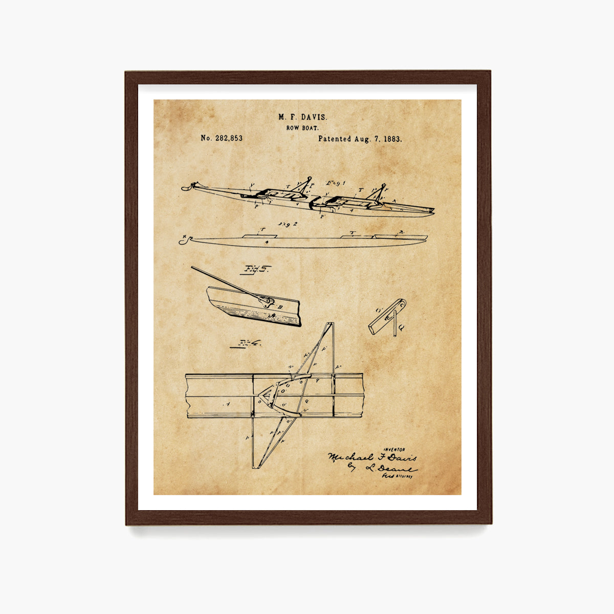 Crew Rowing Boat Patent Poster, Sculling Wall Art
