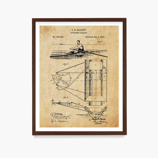 Crew Rowing Patent Poster, Sculling Wall Art
