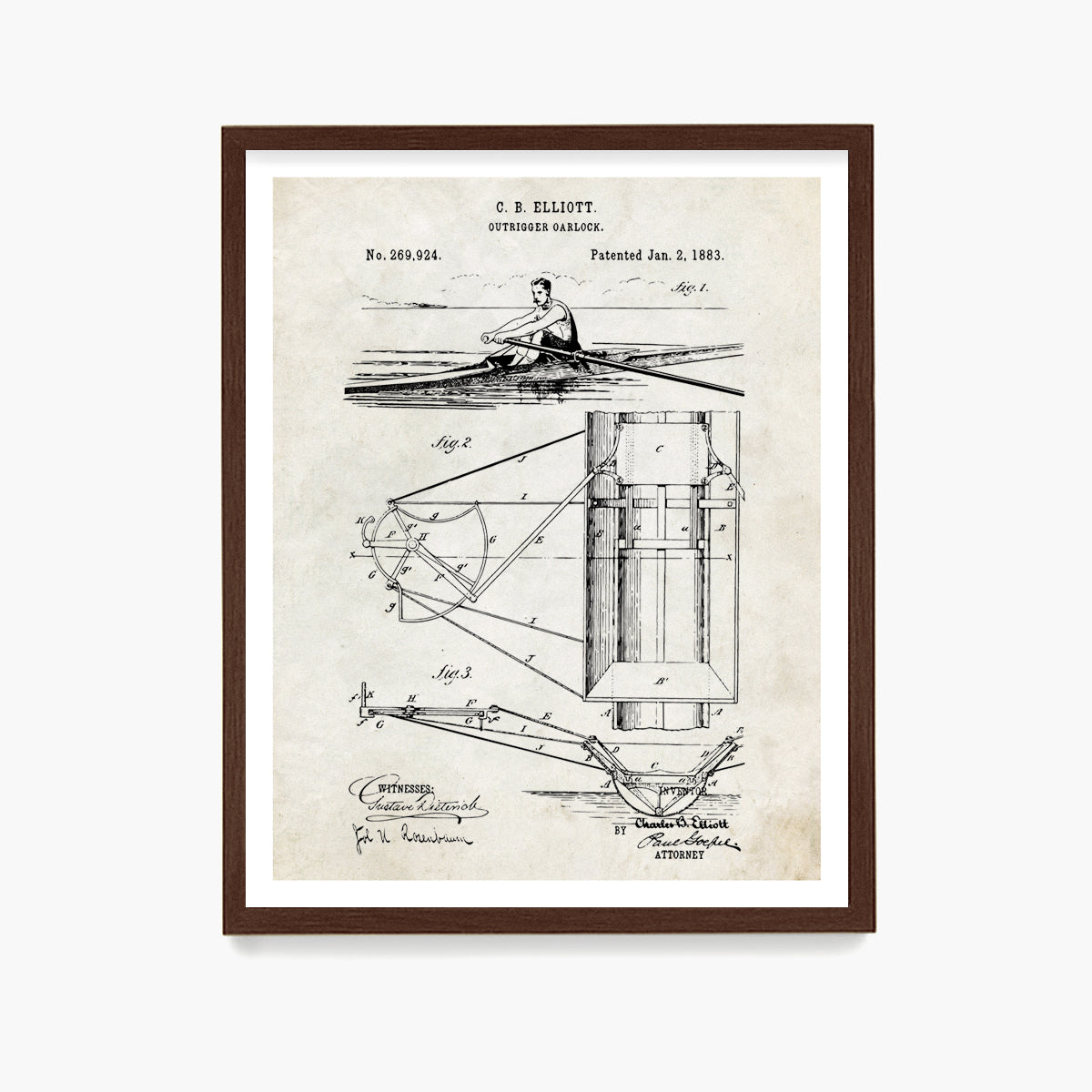 Crew Rowing Patent Poster, Sculling Wall Art