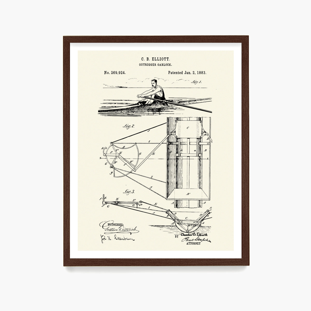 Crew Rowing Patent Poster, Sculling Wall Art