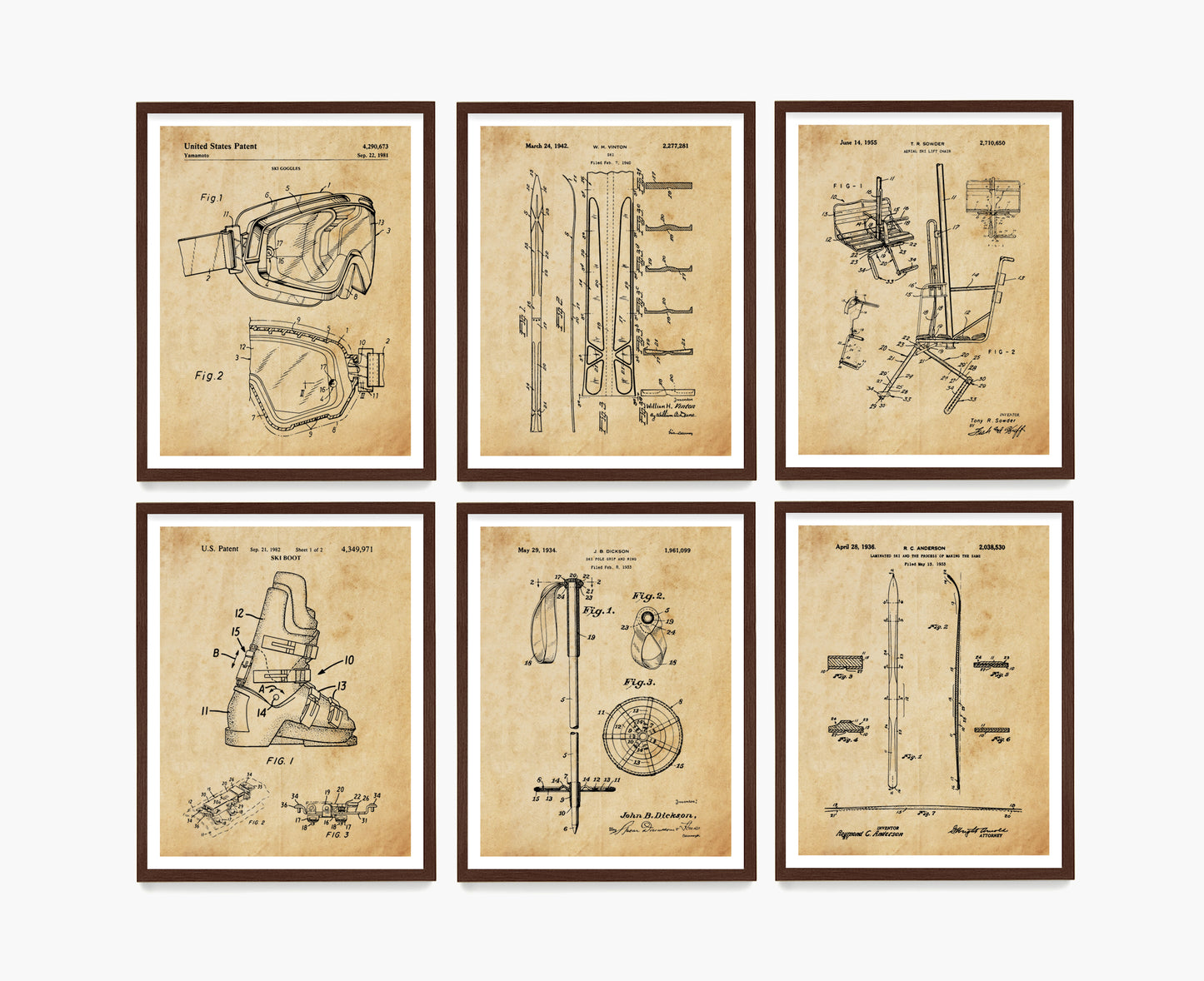 Ski Patent Wall Art, Skiing Poster, Skiing Gift