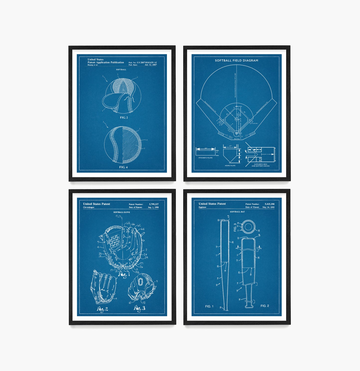 Softball Patent Poster, Softball Wall Art