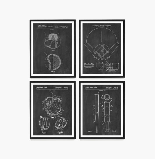 Softball Patent Poster, Softball Wall Art
